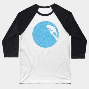 Minimalist Distressed Blue Chameleon Moon Baseball T-Shirt